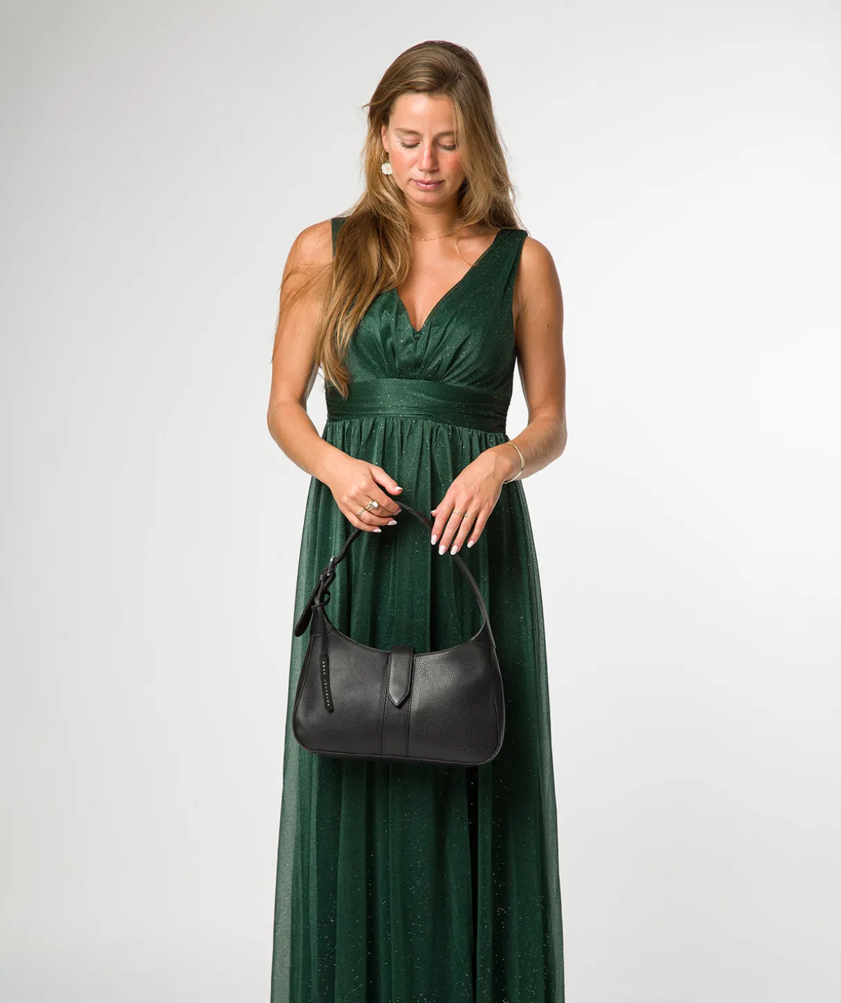 Suki' Black Leather Evening Bag