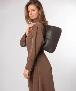 Suki' Espresso Leather Evening Bag