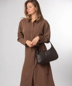 Suki' Espresso Leather Evening Bag