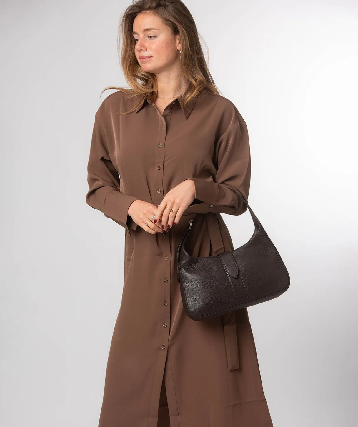 Suki' Espresso Leather Evening Bag