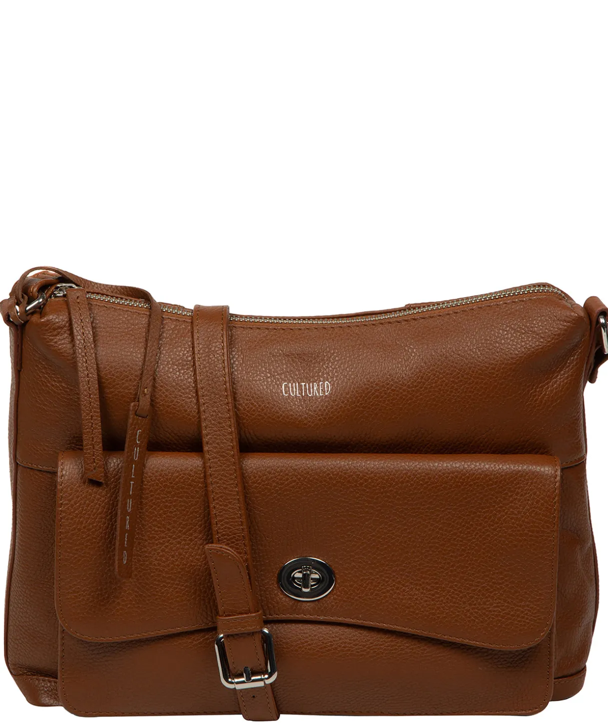 Sylvie' Rich Tan Leather Shoulder Bag