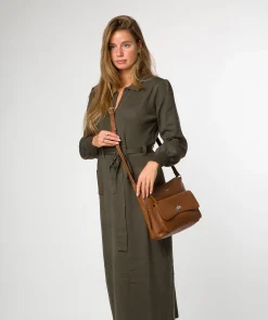 Sylvie' Rich Tan Leather Shoulder Bag