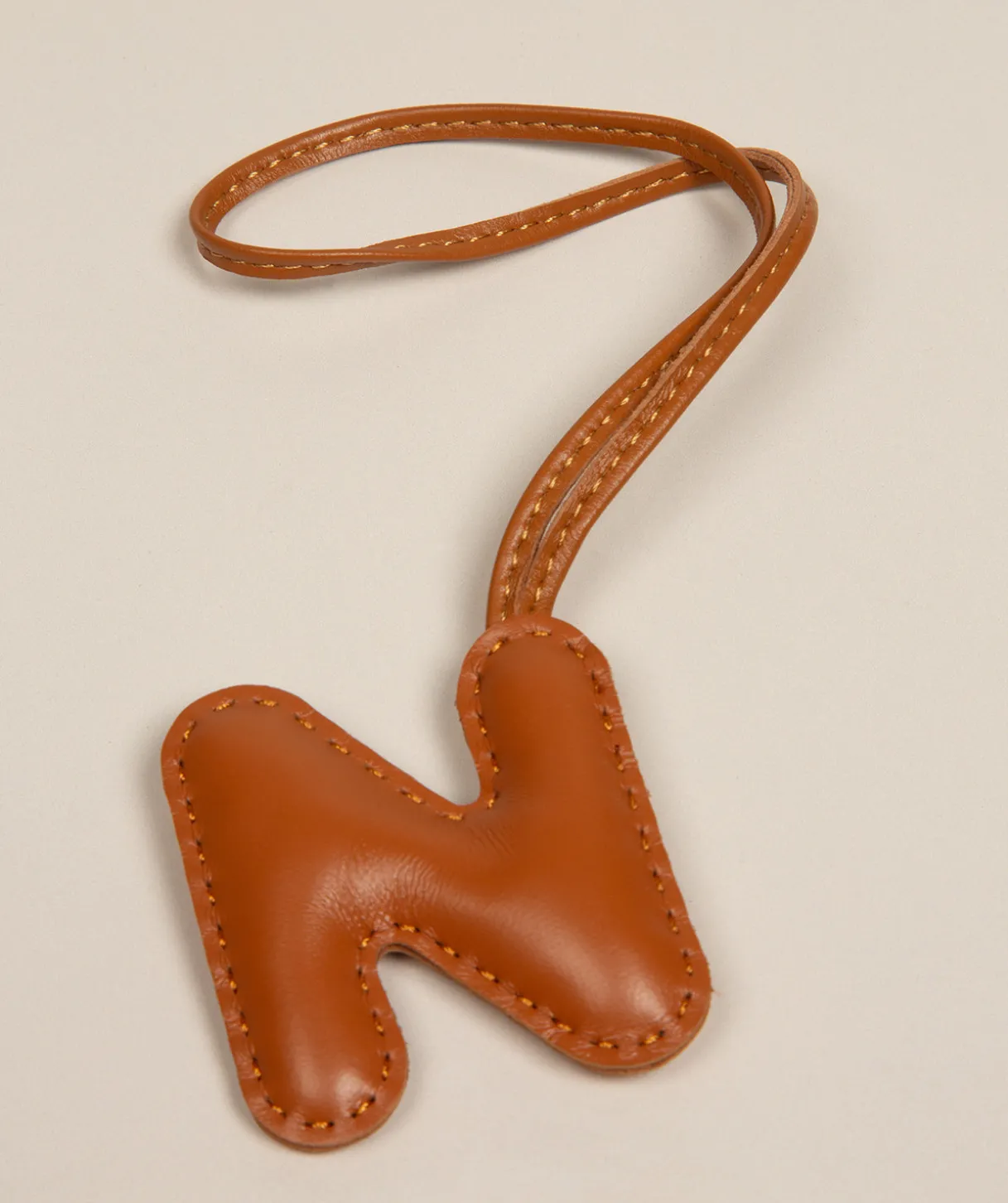 Tan Leather Letter Charm