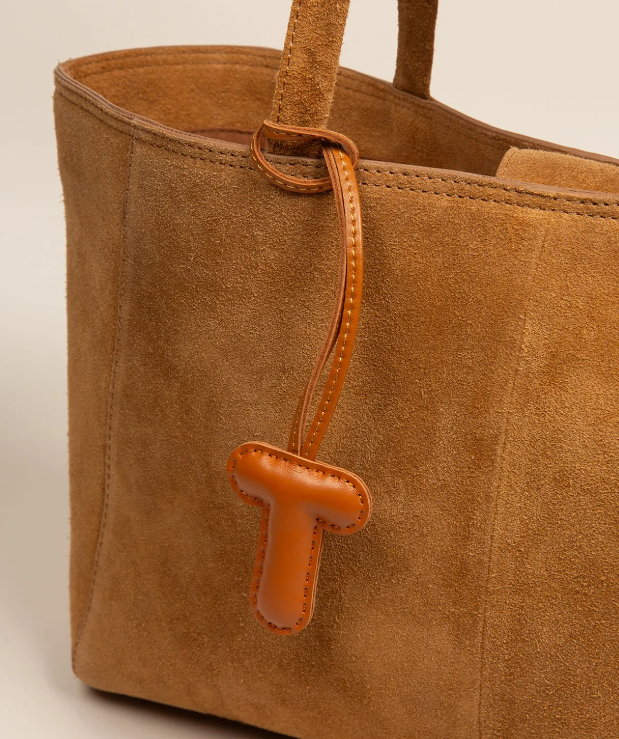 Tan Leather Letter Charm