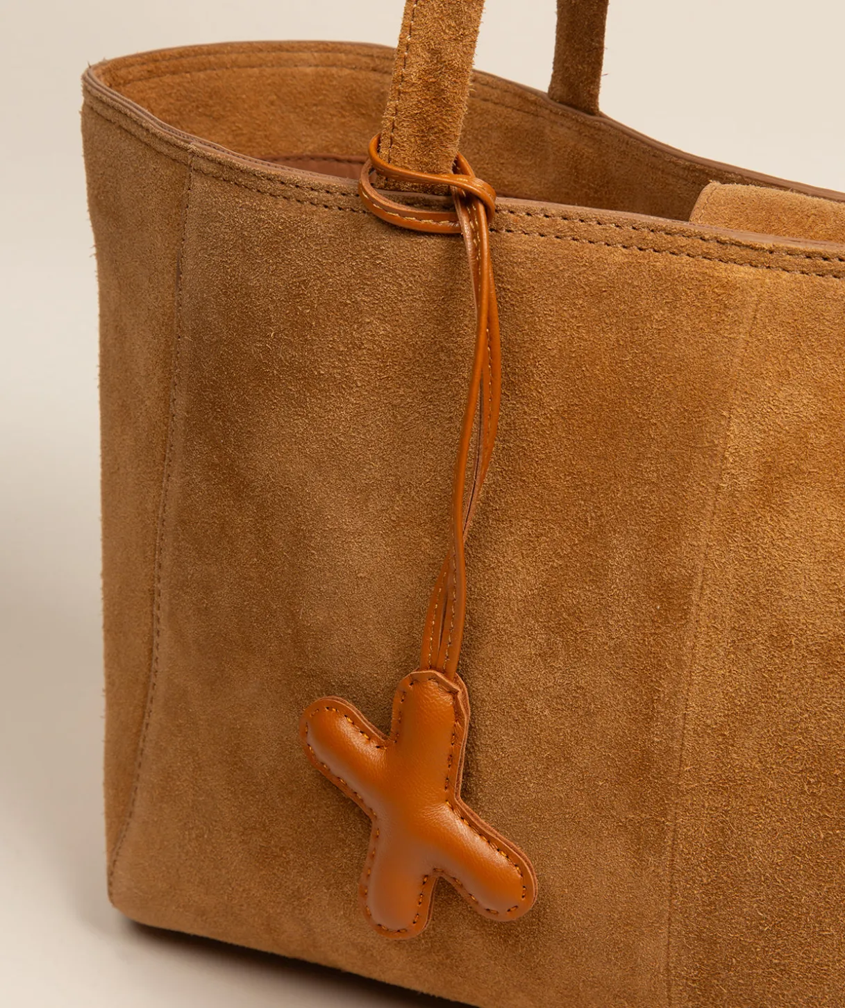 Tan Leather Letter Charm