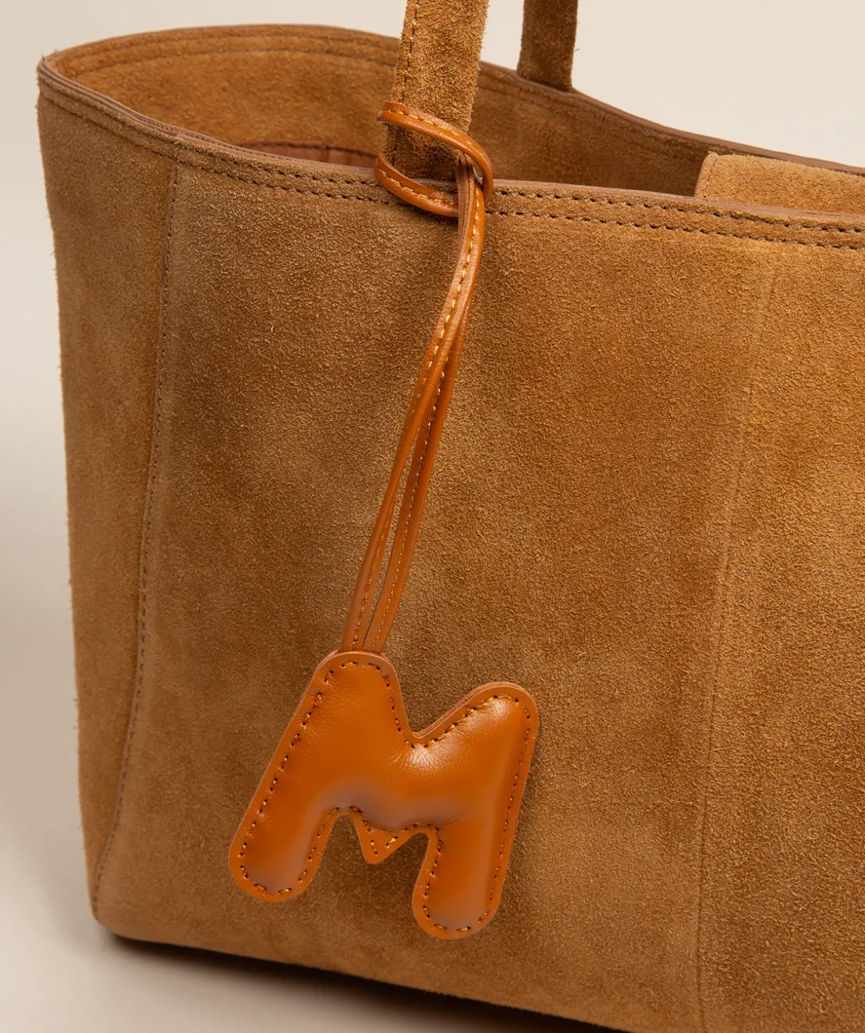 Tan Leather Letter Charm