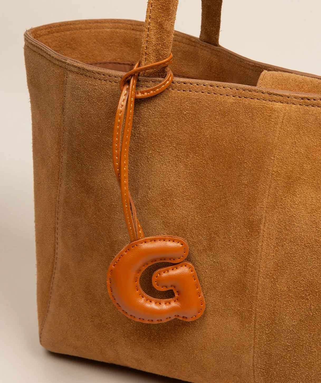 Tan Leather Letter Charm