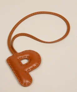 Tan Leather Letter Charm