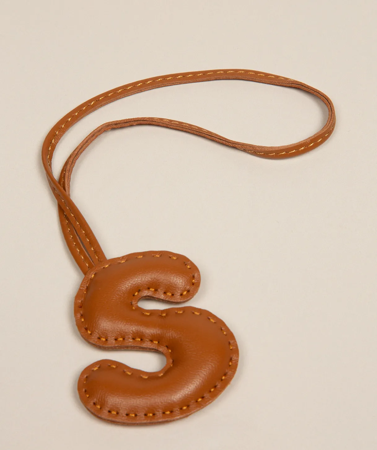Tan Leather Letter Charm