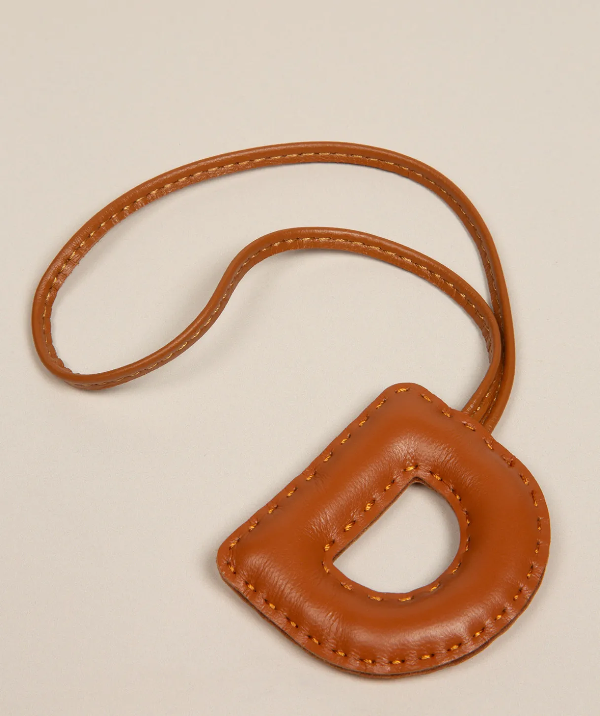 Tan Leather Letter Charm