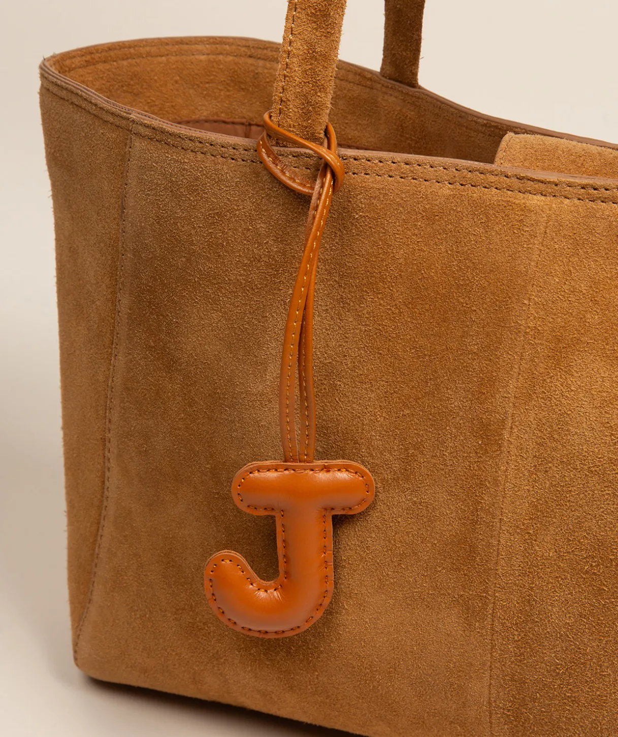 Tan Leather Letter Charm