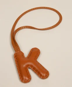 Tan Leather Letter Charm