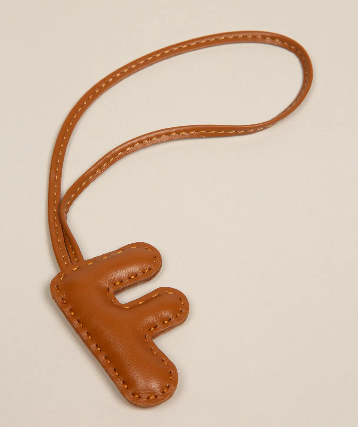 Tan Leather Letter Charm