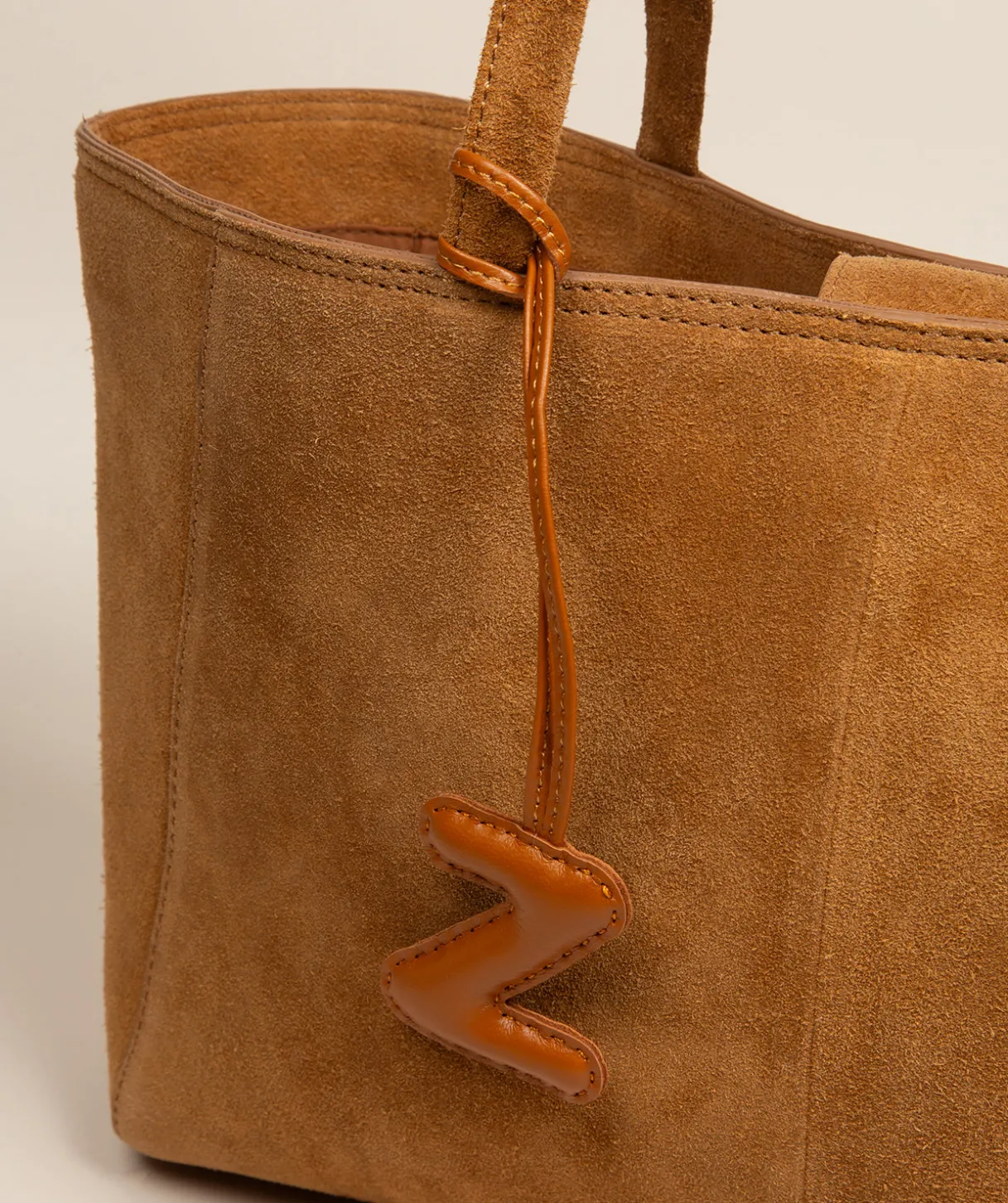 Tan Leather Letter Charm