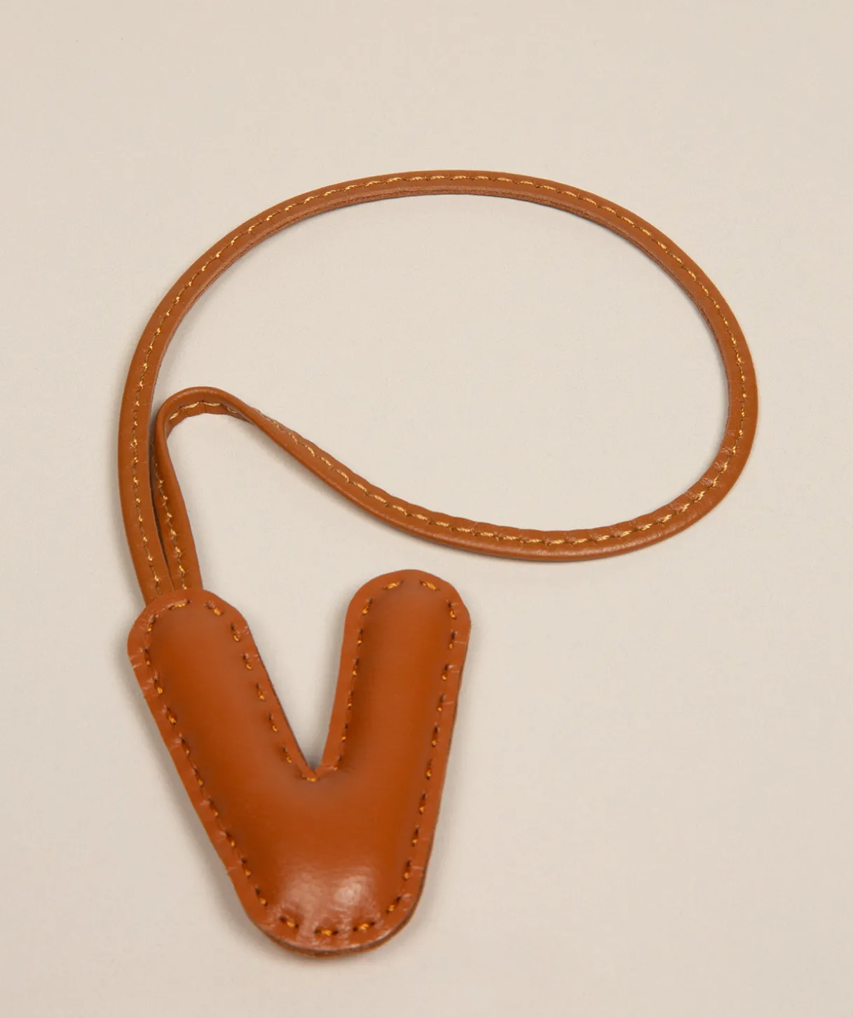Tan Leather Letter Charm