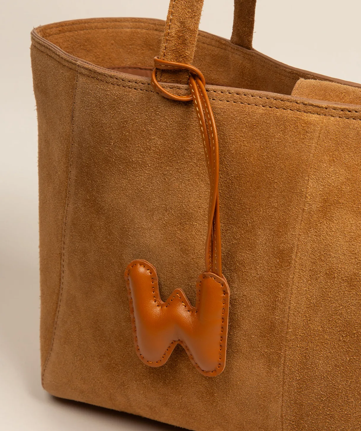 Tan Leather Letter Charm