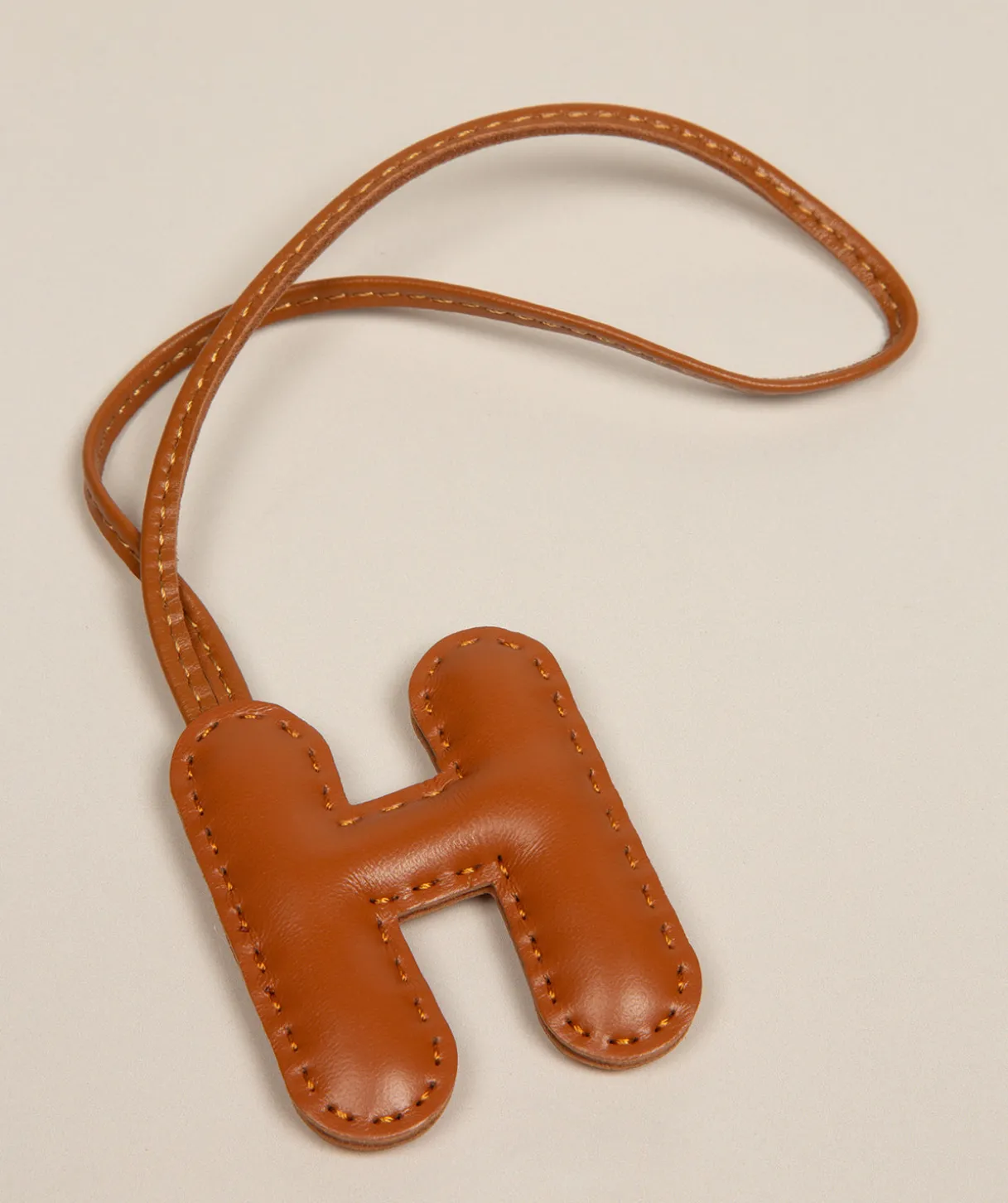 Tan Leather Letter Charm