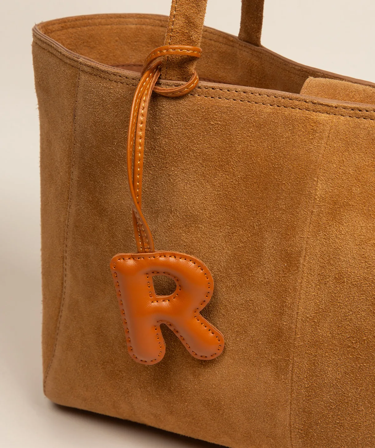 Tan Leather Letter Charm