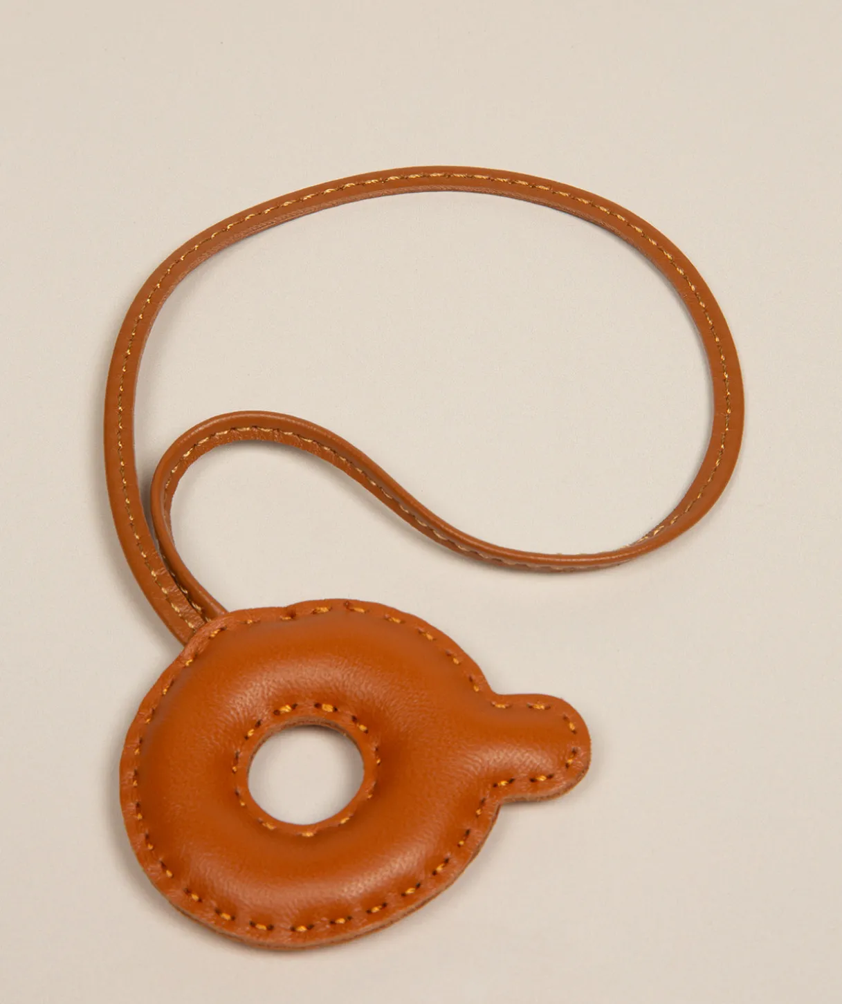 Tan Leather Letter Charm
