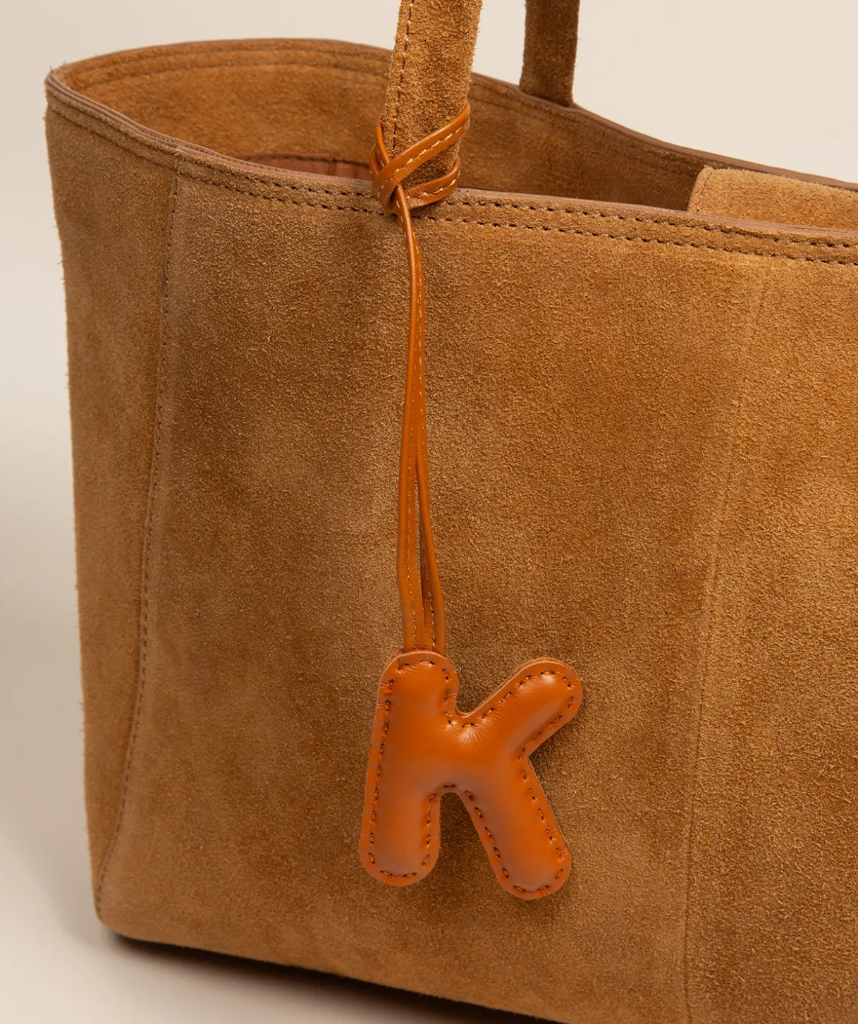 Tan Leather Letter Charm