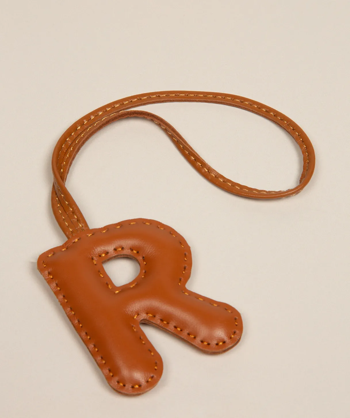 Tan Leather Letter Charm