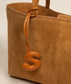 Tan Leather Letter Charm