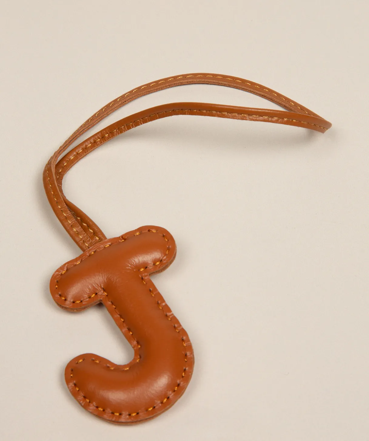 Tan Leather Letter Charm