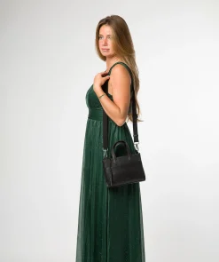 Tatiana' Black Leather Cross Body Mini Grab Bag