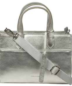 Tatiana' Metallic Silver Leather Cross Body Mini Grab Bag