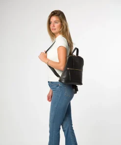Theodora' Black Leather Backpack