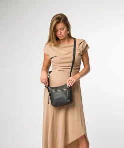 Thorne' Black Leather Cross Body Bag
