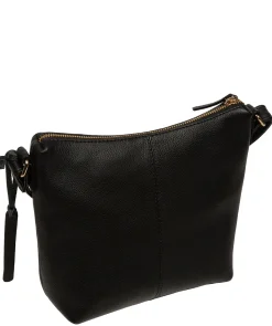 Thorne' Black Leather Cross Body Bag