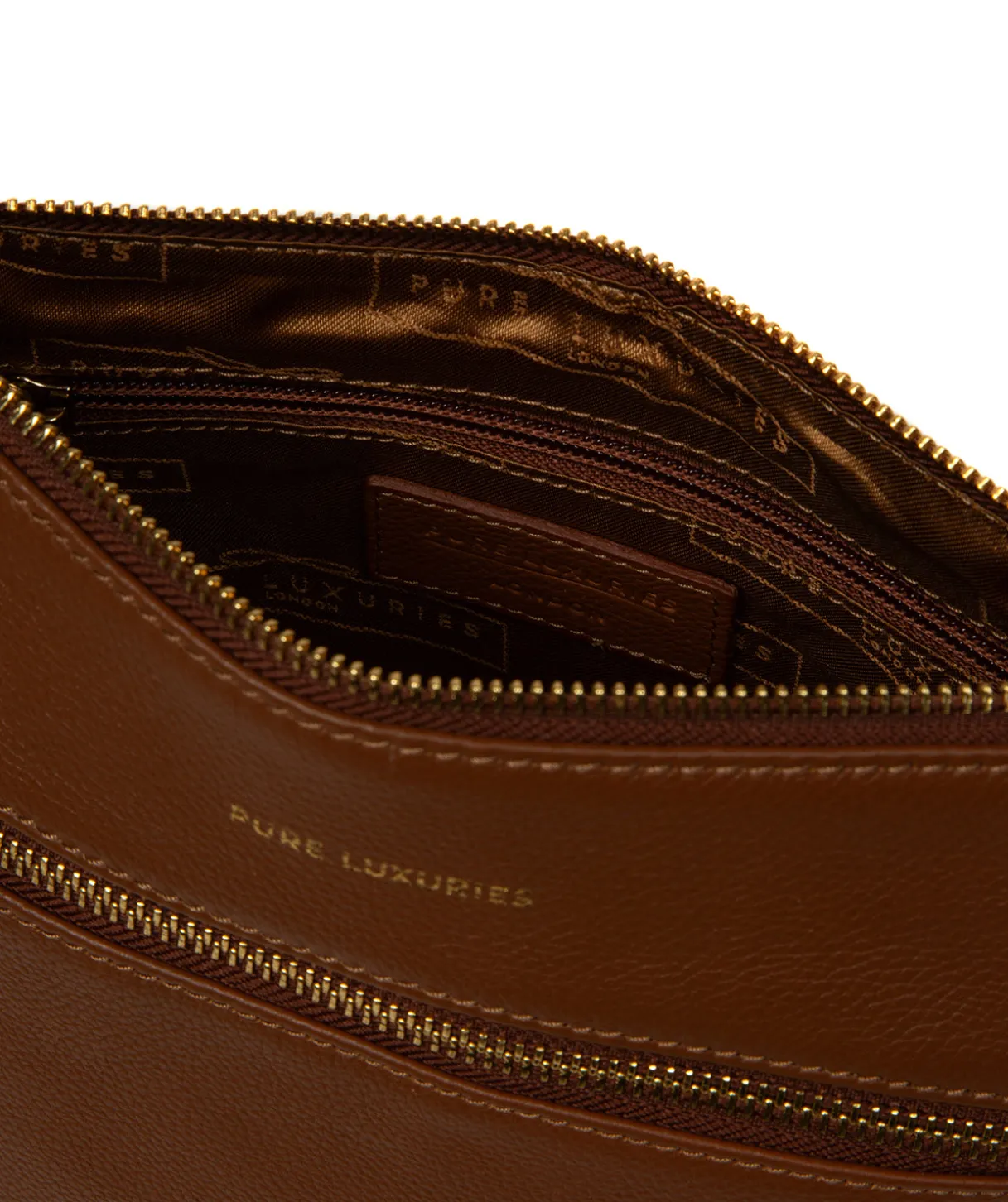Thorne' Tan Leather Cross Body Bag