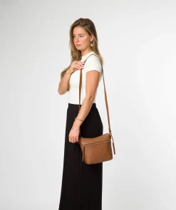 Thorne' Tan Leather Cross Body Bag
