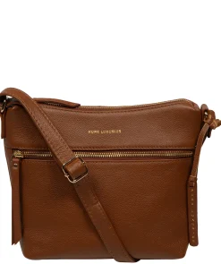 Thorne' Tan Leather Cross Body Bag