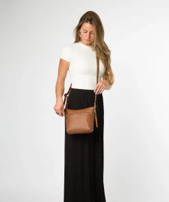 Thorne' Tan Leather Cross Body Bag