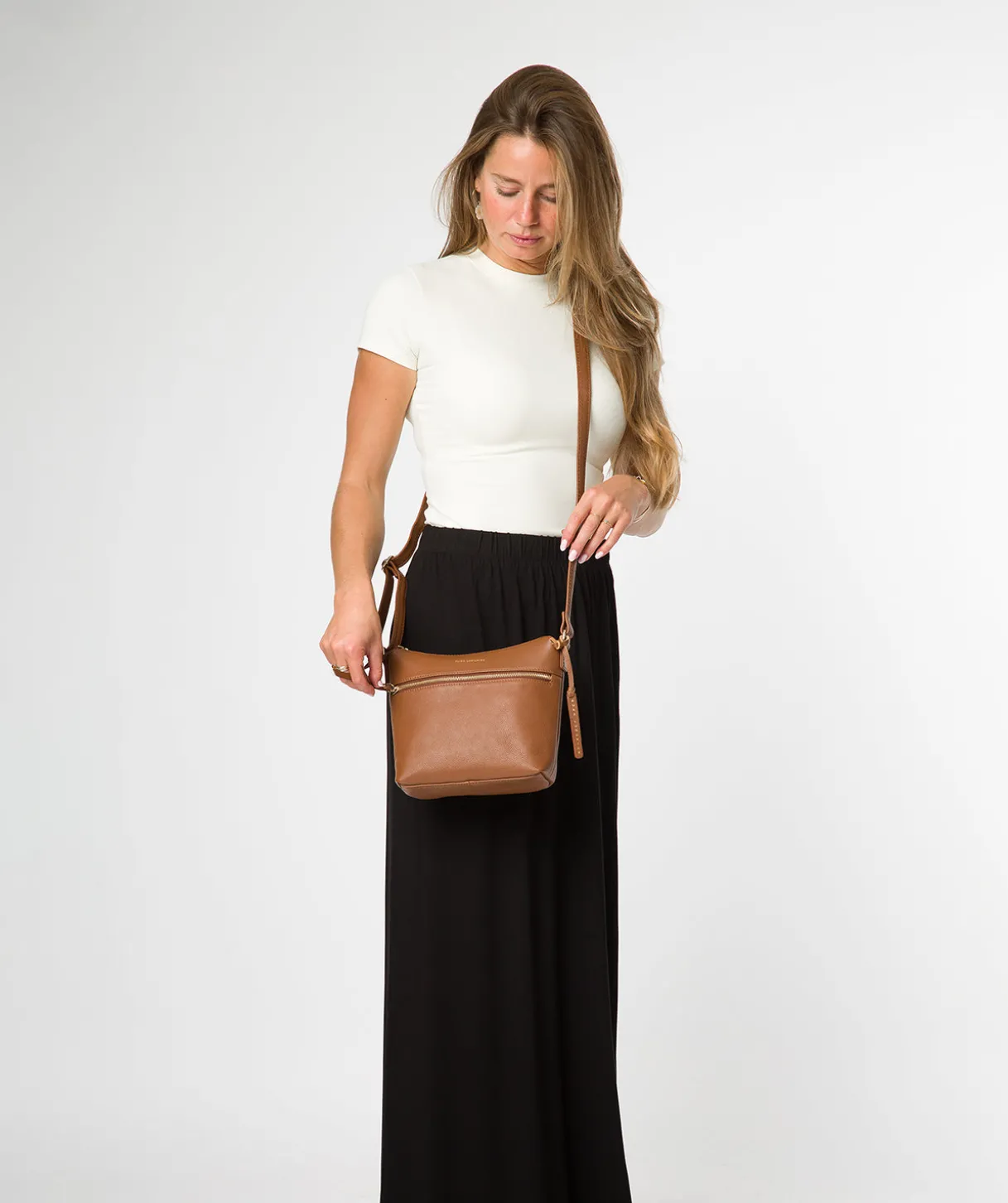 Thorne' Tan Leather Cross Body Bag