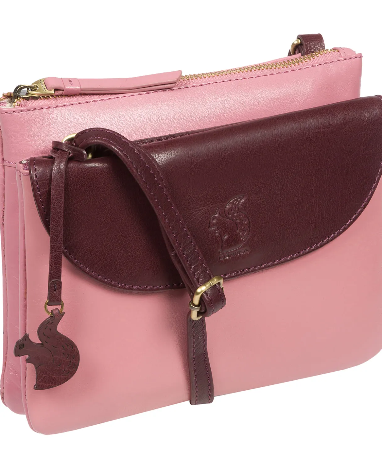 Tillie' Blush & Plum Leather Cross Body Bag
