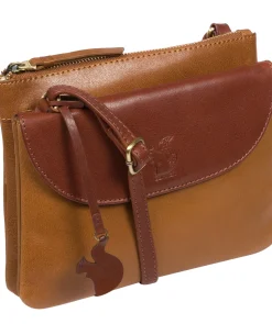 Tillie' Dark Tan & Conker Brown Leather Cross Body Bag