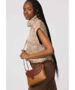Tillie' Dark Tan & Conker Brown Leather Cross Body Bag
