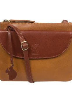 Tillie' Dark Tan & Conker Brown Leather Cross Body Bag