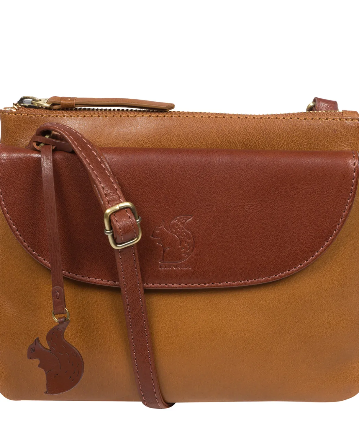 Tillie' Dark Tan & Conker Brown Leather Cross Body Bag