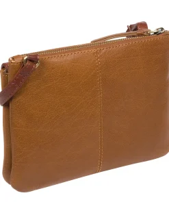 Tillie' Dark Tan & Conker Brown Leather Cross Body Bag