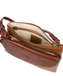 Tillie' Dark Tan & Conker Brown Leather Cross Body Bag