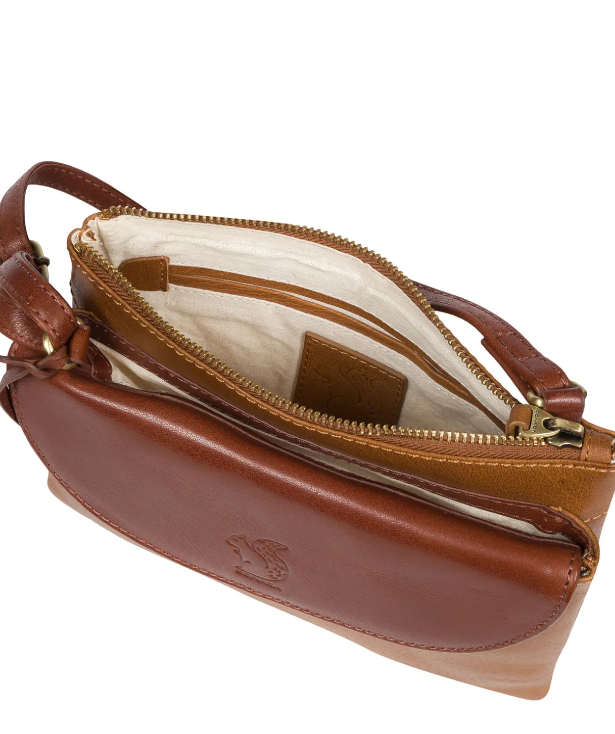 Tillie' Dark Tan & Conker Brown Leather Cross Body Bag
