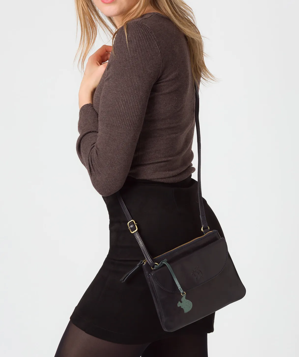 Tillie' Navy Leather Cross Body Bag