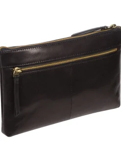Treasure' Black Leather Clutch Bag