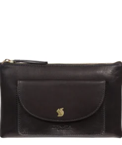 Treasure' Black Leather Clutch Bag