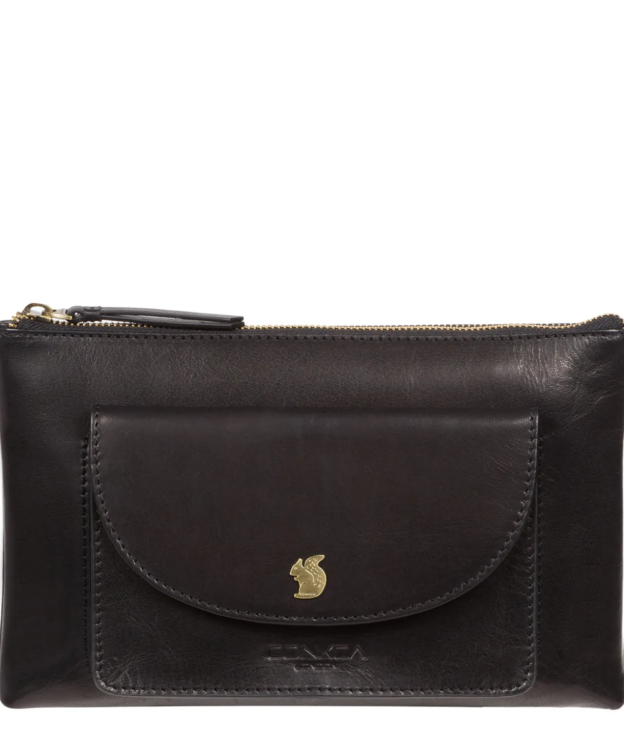 Treasure' Black Leather Clutch Bag