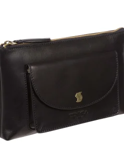 Treasure' Black Leather Clutch Bag